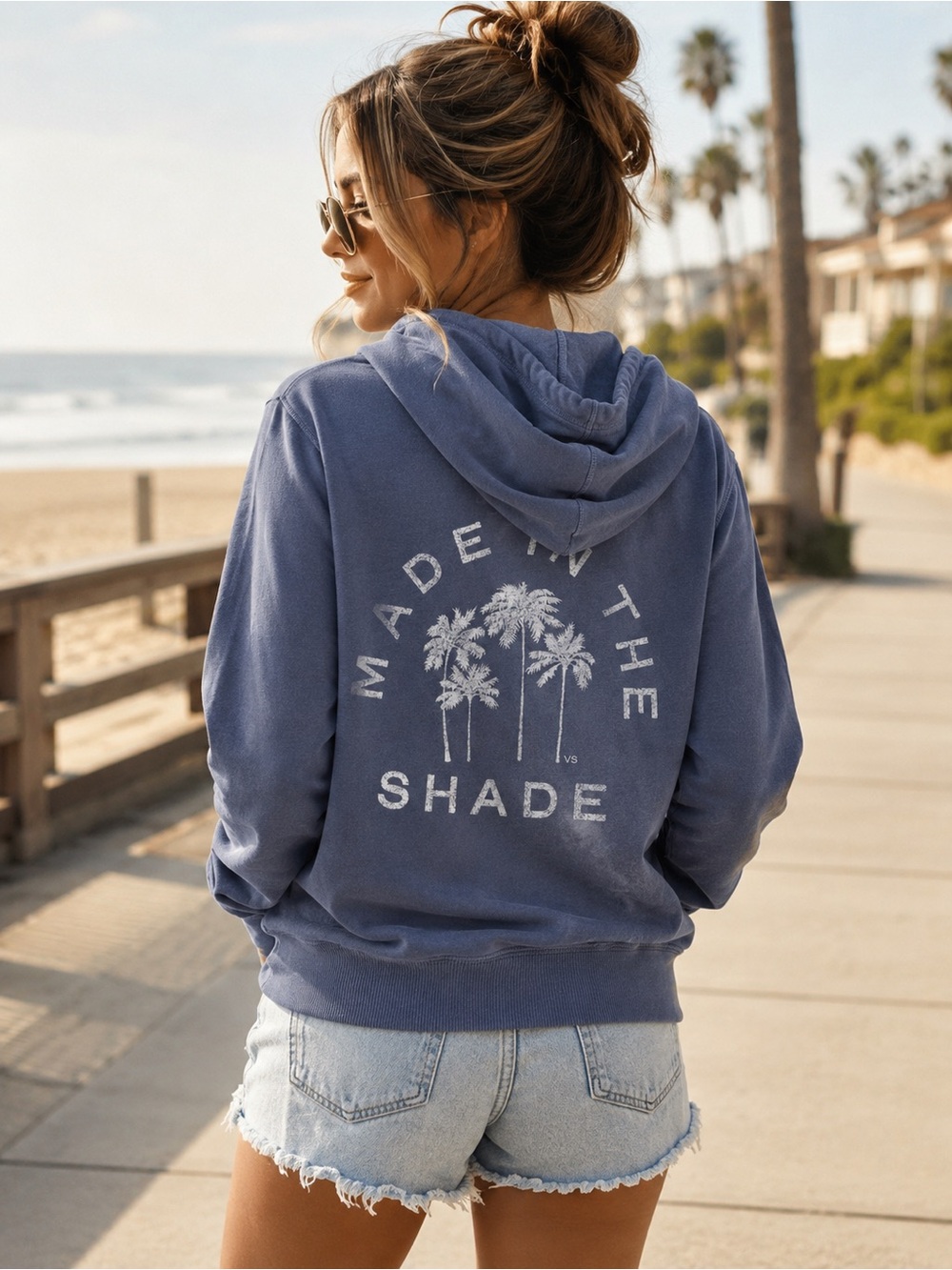 Victoria’s Secret 2015 Made in the Shade Palm Tree Zip Hoodie Blue Size M